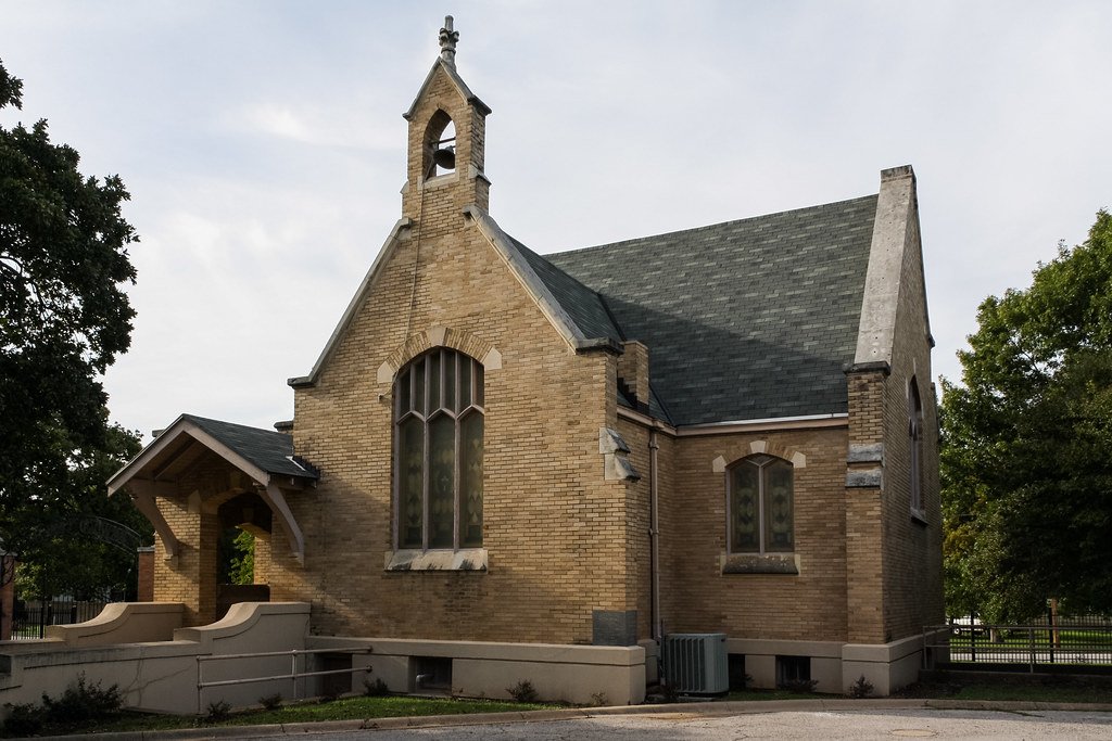 Front view of chapel before restoration of windows