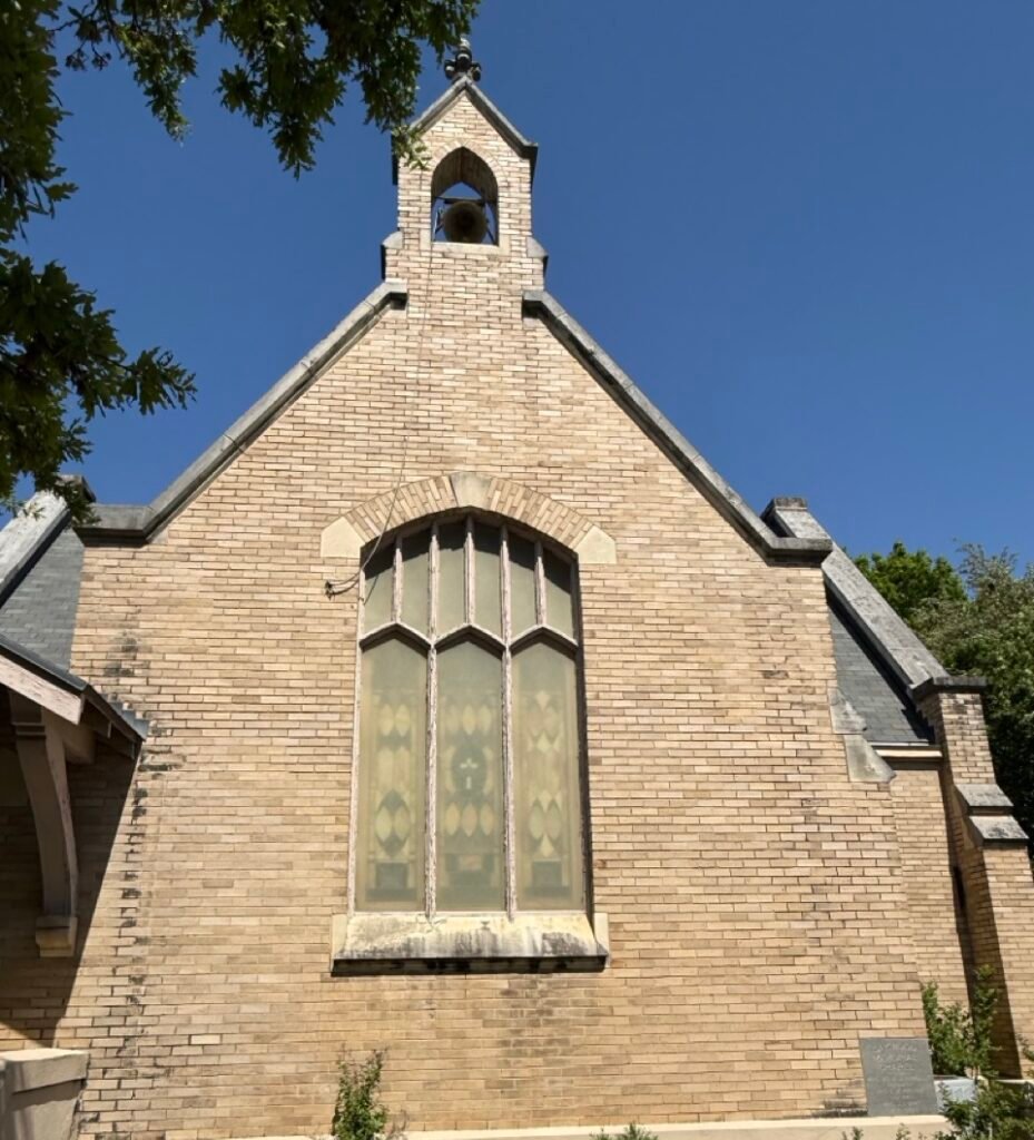 Chapel stained glass window before restoration
